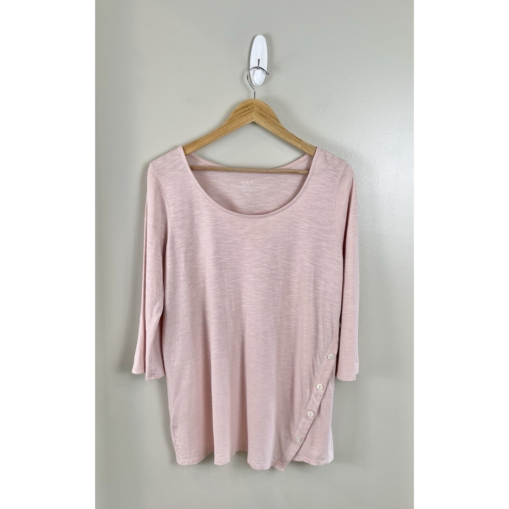 Pure Jill J Jillā Asymmetric Button Tunic Pink Scoop Neck M Petite Cotton Modal